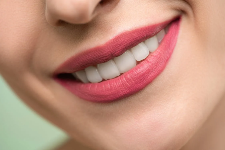 close-up shot of a woman's teeth