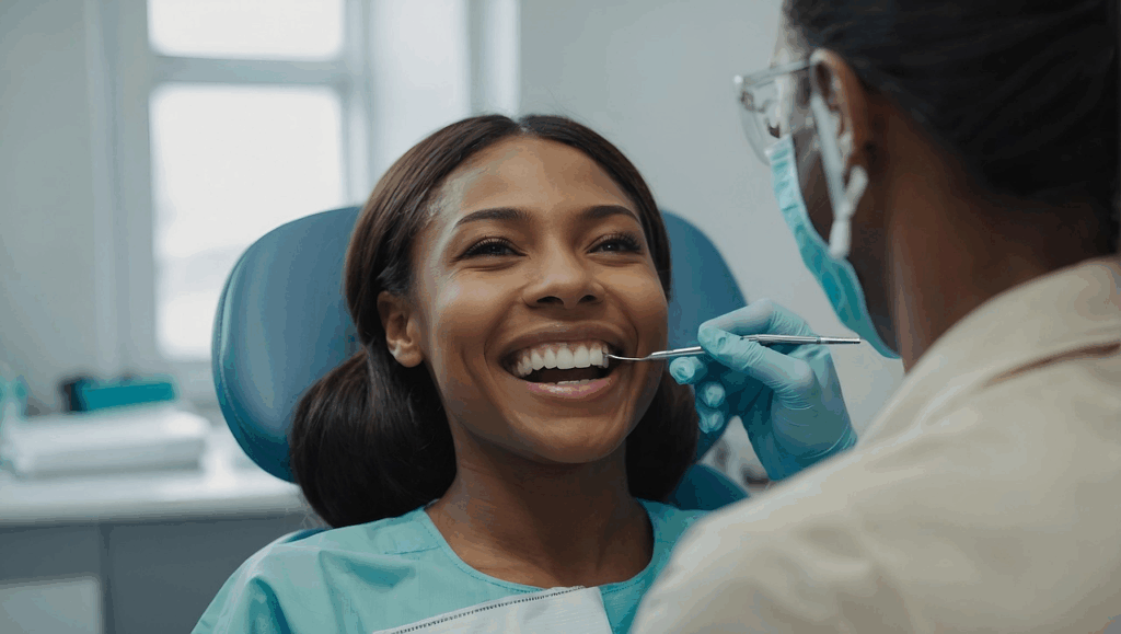 a happy woman during a dental check-up